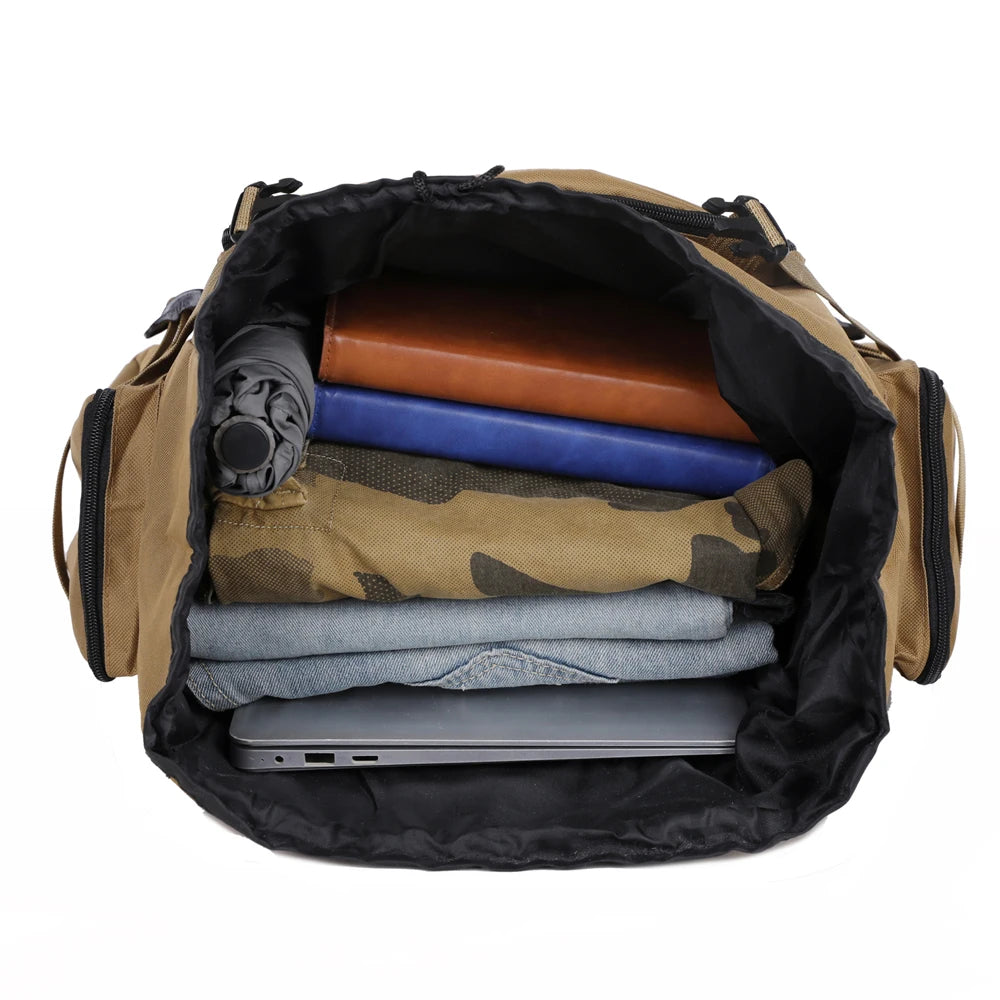 Large Capacity Hiking Backpack Outdoor Rucksack Canvas Trekking Camping Tactical Backpack for Outdoor Picnic Travel Sports