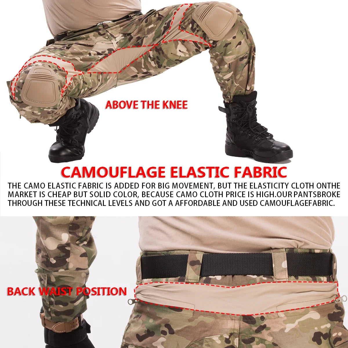 AUKU Combat Uniform +Pads Safari Tactical Pants Sport Climbing Uniform Camo Shirt Combat Shirts Hunting Clothes Men Clothing
