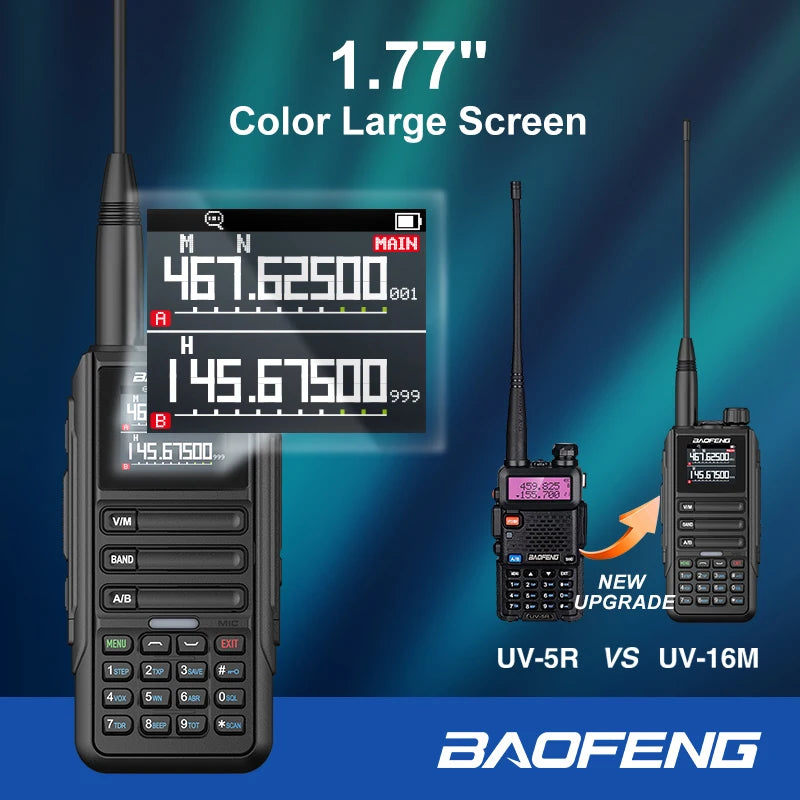 2PCS Baofeng Walkie Talkie 12W High Capacity AM FM Two Way Radio Full Band LCD 999CH Frequency Copy NOAA Noise Reduce