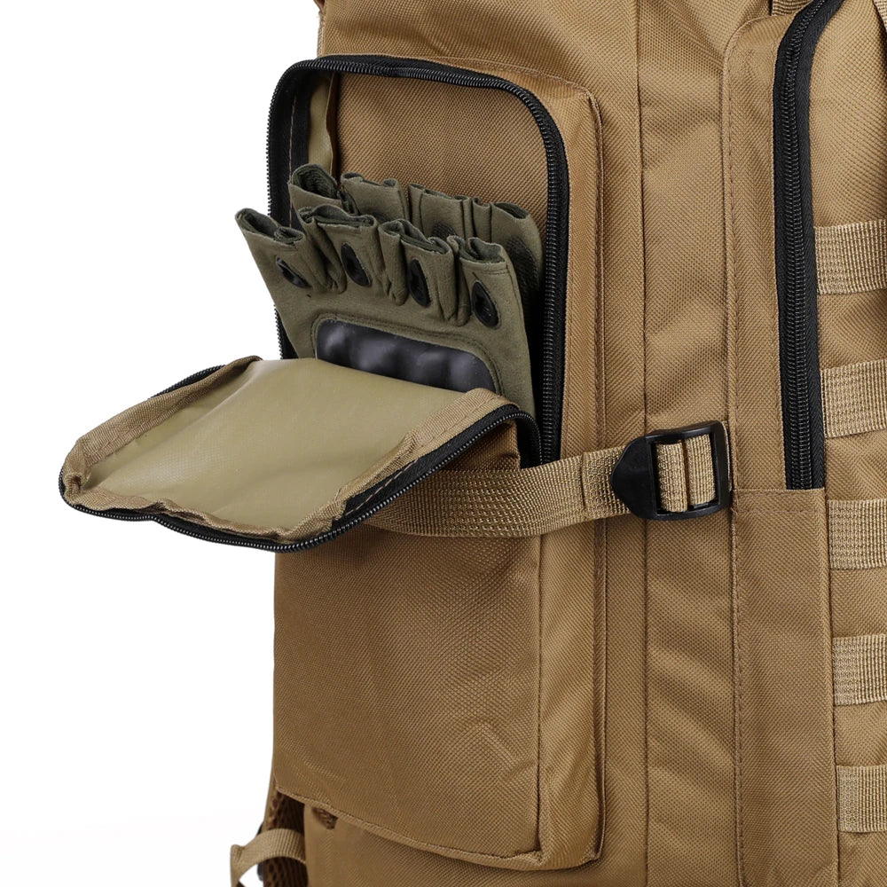 Large Capacity Hiking Backpack Outdoor Rucksack Canvas Trekking Camping Tactical Backpack for Outdoor Picnic Travel Sports