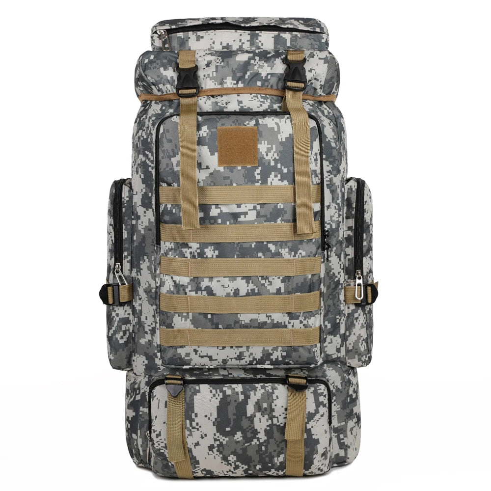 Large Capacity Hiking Backpack Outdoor Rucksack Canvas Trekking Camping Tactical Backpack for Outdoor Picnic Travel Sports