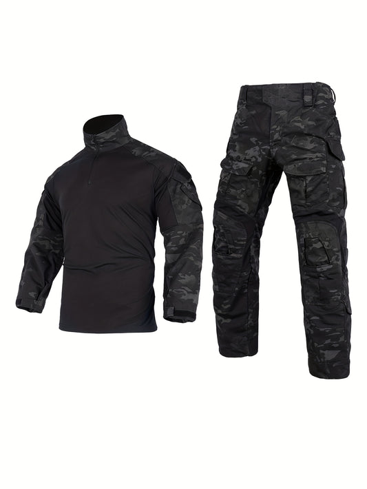 G3 Tactical Camo Suit with Knee Pads - Durable Polyester, Machine Washable, Ideal for Training, CS Airsoft & Hunting