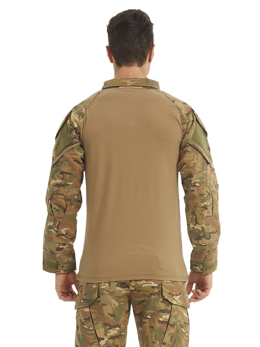 Mens Long Sleeve Tactical Shirt T-Shirt Men'S Military Rapid Assault Army Combat Rapid Assault Slim Fit BDU Shirts Camo EDC Top Long Sleeve Shirt with Pockets