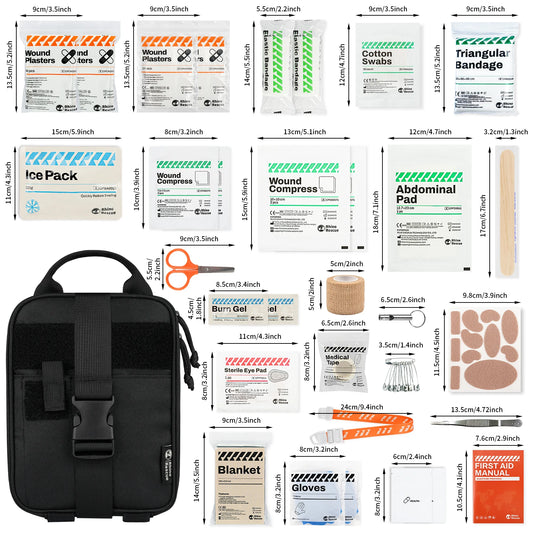 Rhino First Aid Survival Kit Bag IFAK Pouch Supplied Camping Kit with 152 EMT Items For Emergency Outdoors Full kit