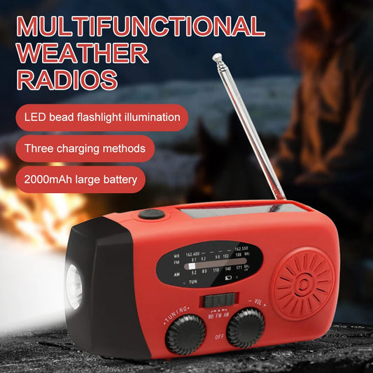 Emergency Radio 2000 mAh with LED Lights Radio USB Solar Charging Light Outdoor Travel Portable Rechargeable FM/AM Radio