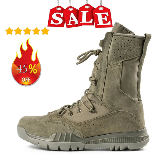 Men's Outdoor Combat Boots Mountaineering Training Shoes Lightweight Waterproof Tactical Boots Hiking Mesh Shoes