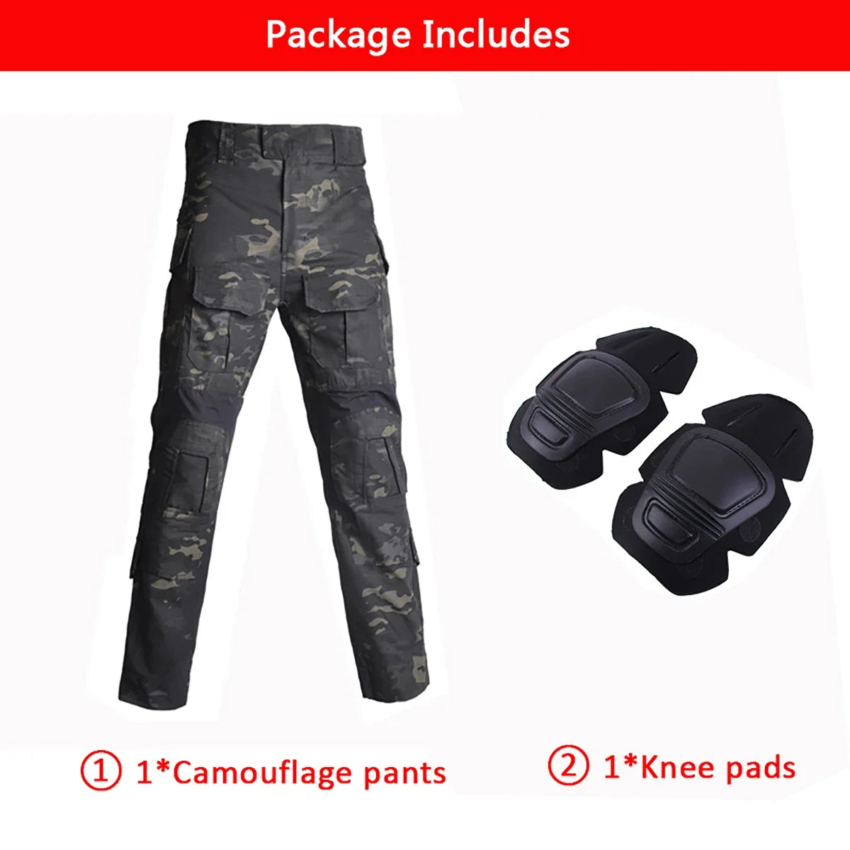 AUKU Combat Uniform +Pads Safari Tactical Pants Sport Climbing Uniform Camo Shirt Combat Shirts Hunting Clothes Men Clothing