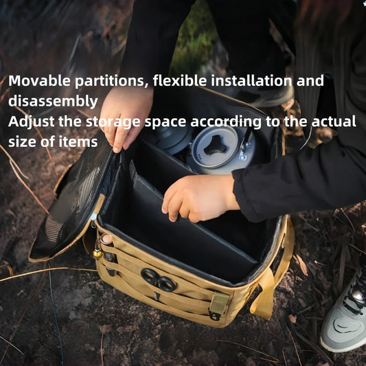 1 5.28-gallon Multifunctional Outdoor Storage Bag with Zipper and Shoulder Strap Closure for Picnics, Camping Accessories
