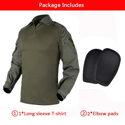 AUKU Combat Uniform +Pads Safari Tactical Pants Sport Climbing Uniform Camo Shirt Combat Shirts Hunting Clothes Men Clothing