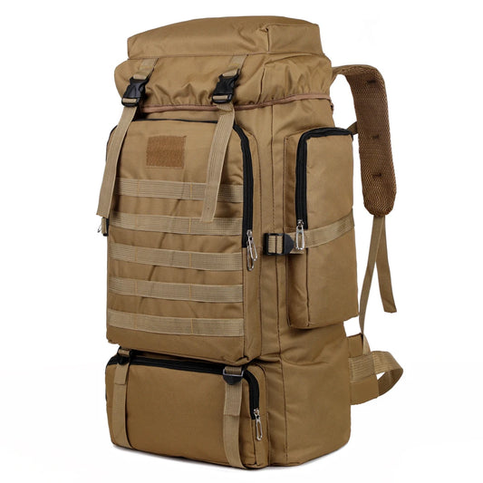 Large Capacity Hiking Backpack Outdoor Rucksack Canvas Trekking Camping Tactical Backpack for Outdoor Picnic Travel Sports