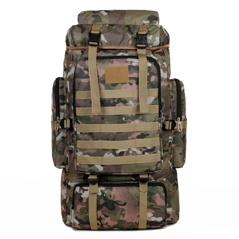 Large Capacity Hiking Backpack Outdoor Rucksack Canvas Trekking Camping Tactical Backpack for Outdoor Picnic Travel Sports