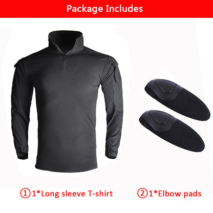 AUKU Combat Uniform +Pads Safari Tactical Pants Sport Climbing Uniform Camo Shirt Combat Shirts Hunting Clothes Men Clothing